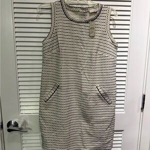 LOFT Black and White Striped Mini Dress